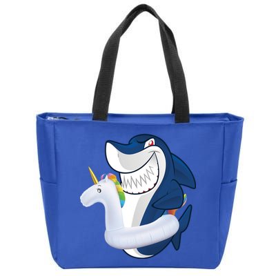 Shark Unicorn Float Pool Party Zip Tote Bag