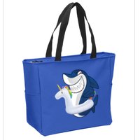 Shark Unicorn Float Pool Party Zip Tote Bag