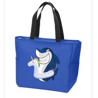 Shark Unicorn Float Pool Party Zip Tote Bag
