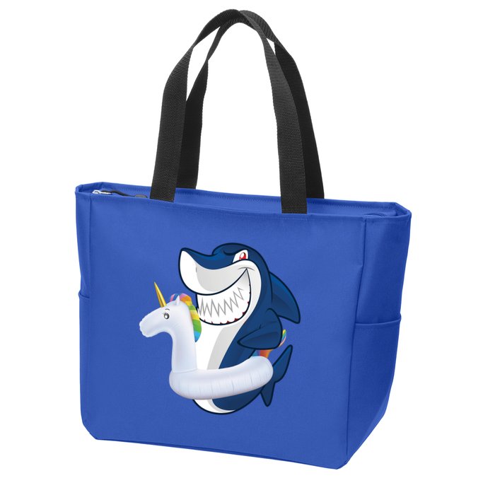 Shark Unicorn Float Pool Party Zip Tote Bag