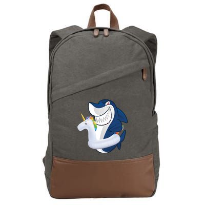 Shark Unicorn Float Pool Party Cotton Canvas Backpack