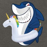 Shark Unicorn Float Pool Party Cotton Canvas Backpack