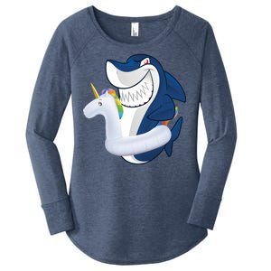 Shark Unicorn Float Pool Party Women's Perfect Tri Tunic Long Sleeve Shirt