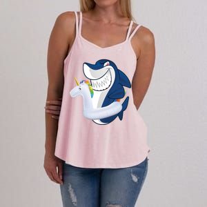 Shark Unicorn Float Pool Party Women's Strappy Tank