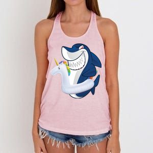 Shark Unicorn Float Pool Party Women's Knotted Racerback Tank