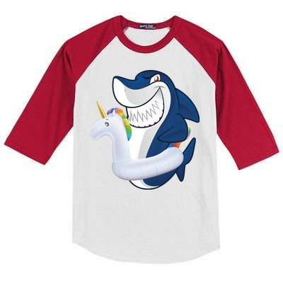 Shark Unicorn Float Pool Party Kids Colorblock Raglan Jersey