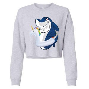 Shark Unicorn Float Pool Party Cropped Pullover Crew