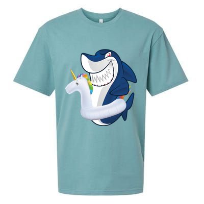 Shark Unicorn Float Pool Party Sueded Cloud Jersey T-Shirt