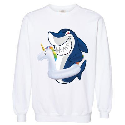 Shark Unicorn Float Pool Party Garment-Dyed Sweatshirt