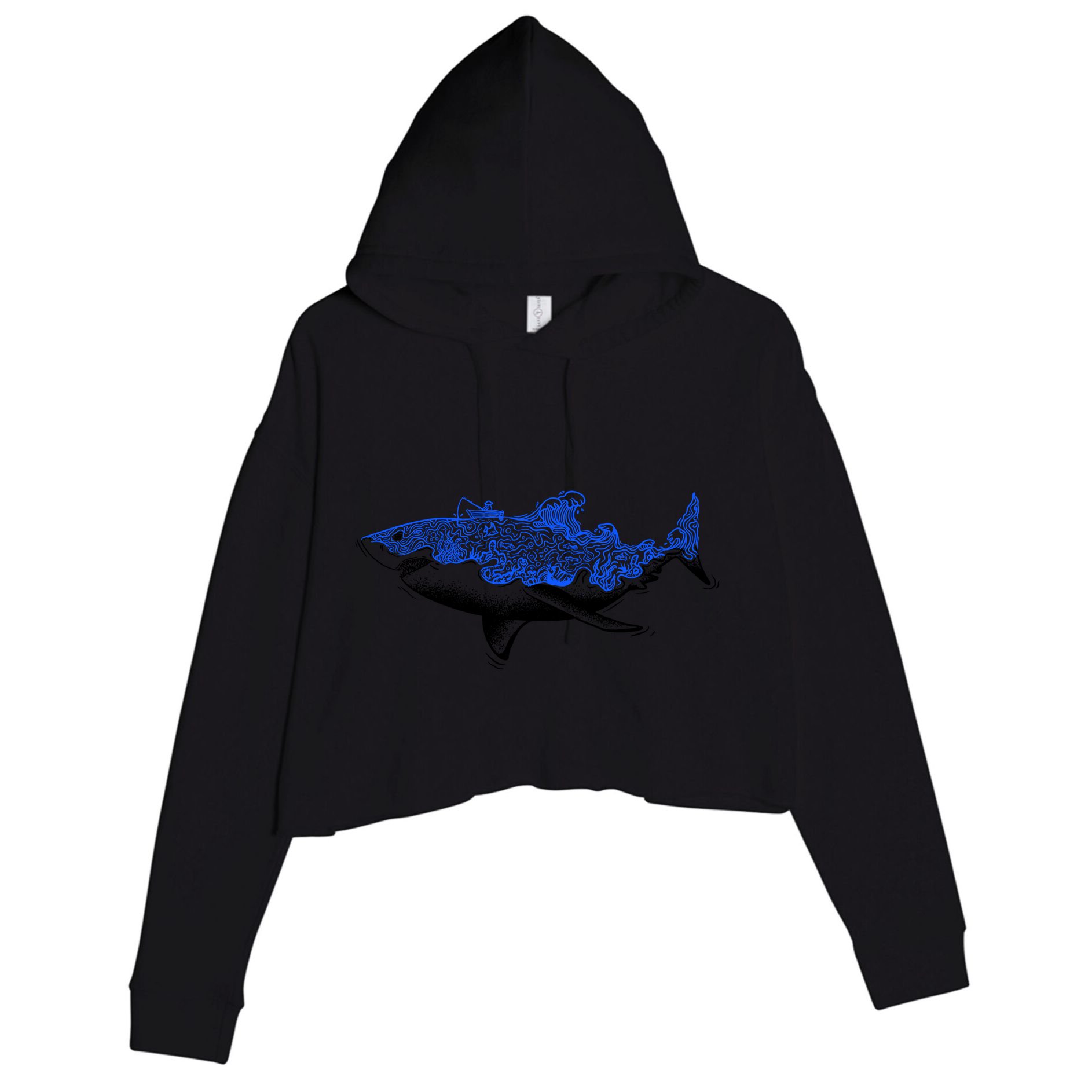 Shark Wave Crop Fleece Hoodie