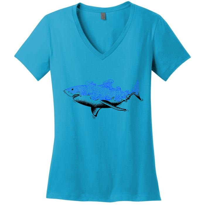 Shark Wave Women's V-Neck T-Shirt