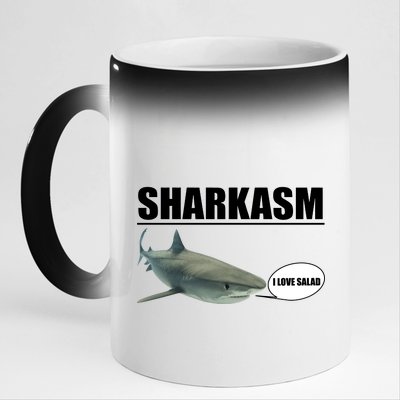 Sharkasm Funny Shark I Love Salad 11oz Black Color Changing Mug