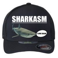 Sharkasm Funny Shark I Love Salad Flexfit Unipanel Trucker Cap