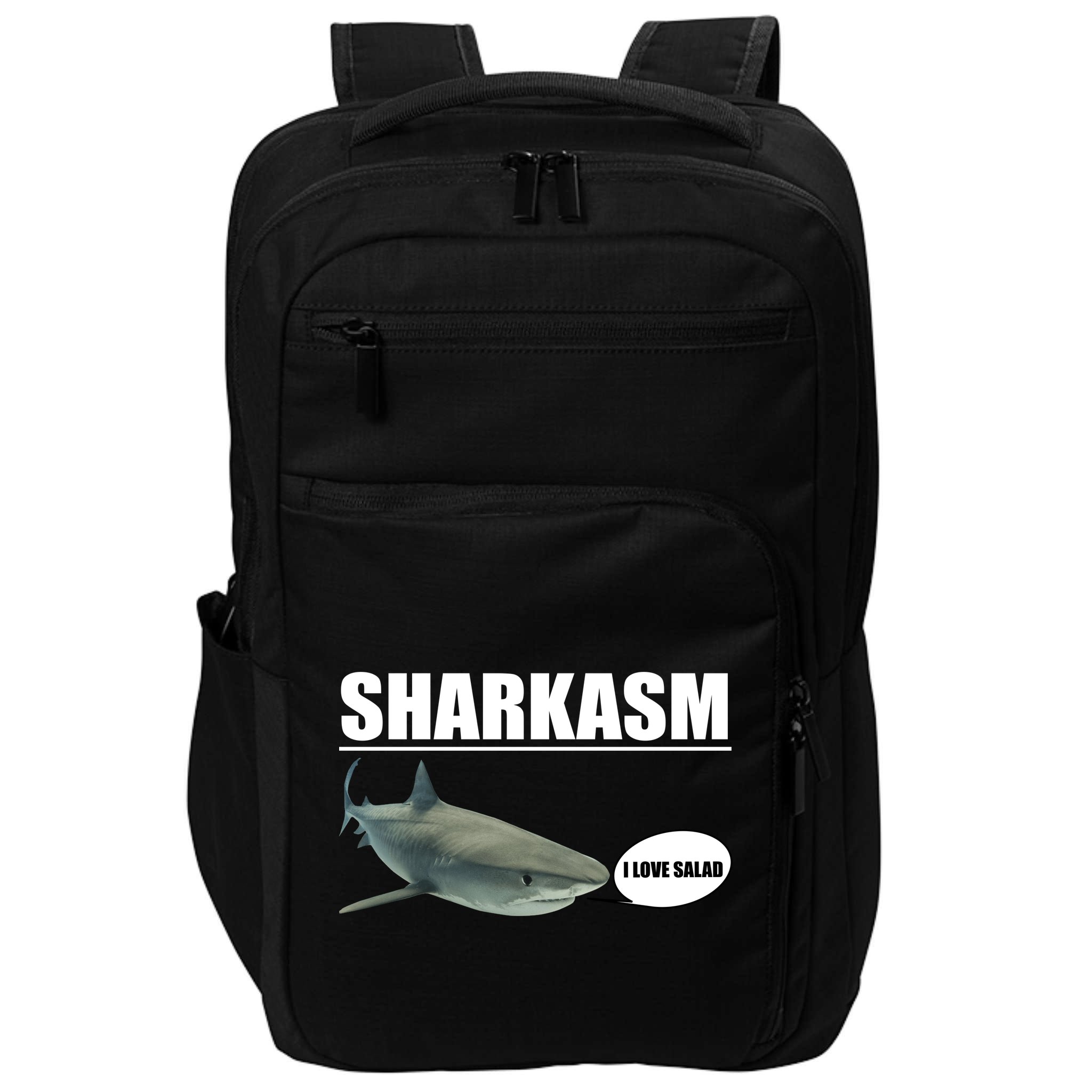Sharkasm Funny Shark I Love Salad Impact Tech Backpack