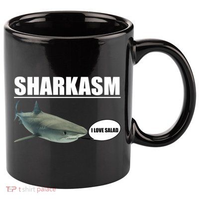 Sharkasm Funny Shark I Love Salad 11oz C Handle Ceramic Mug