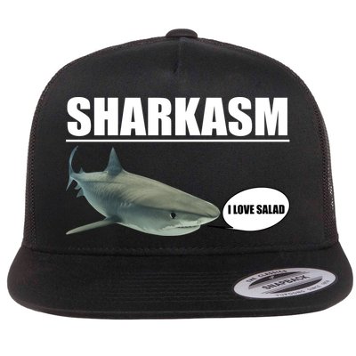 Sharkasm Funny Shark I Love Salad Flat Bill Trucker Hat