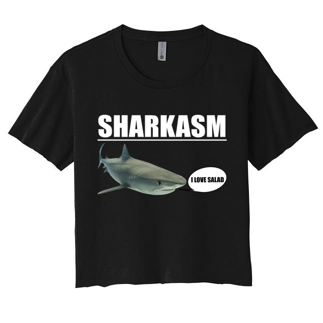 Sharkasm Funny Shark I Love Salad Crop Top