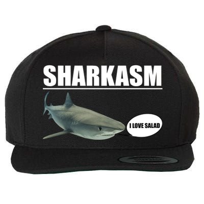 Sharkasm Funny Shark I Love Salad Wool Snapback Cap