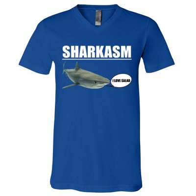 Sharkasm Funny Shark I Love Salad V-Neck T-Shirt