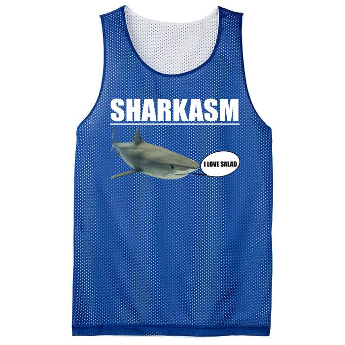 Sharkasm Funny Shark I Love Salad Mesh Reversible Basketball Jersey Tank