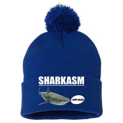 Sharkasm Funny Shark I Love Salad Pom Pom 12in Knit Beanie