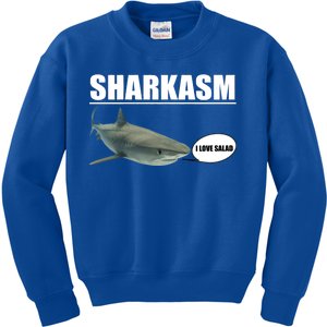 Sharkasm Funny Shark I Love Salad Kids Sweatshirt