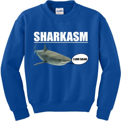 Sharkasm Funny Shark I Love Salad Kids Sweatshirt