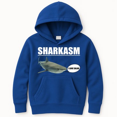 Sharkasm Funny Shark I Love Salad Kids Hoodie
