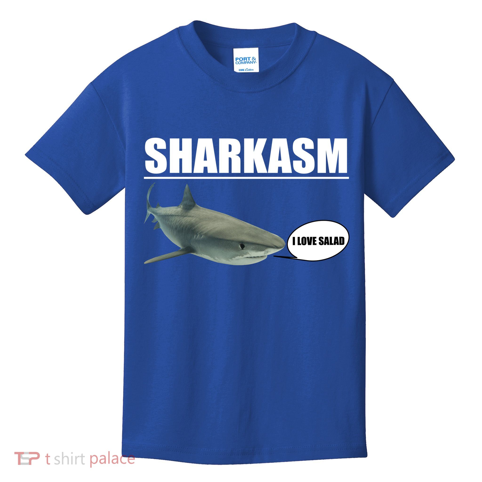 Sharkasm Funny Shark I Love Salad Kids T-Shirt