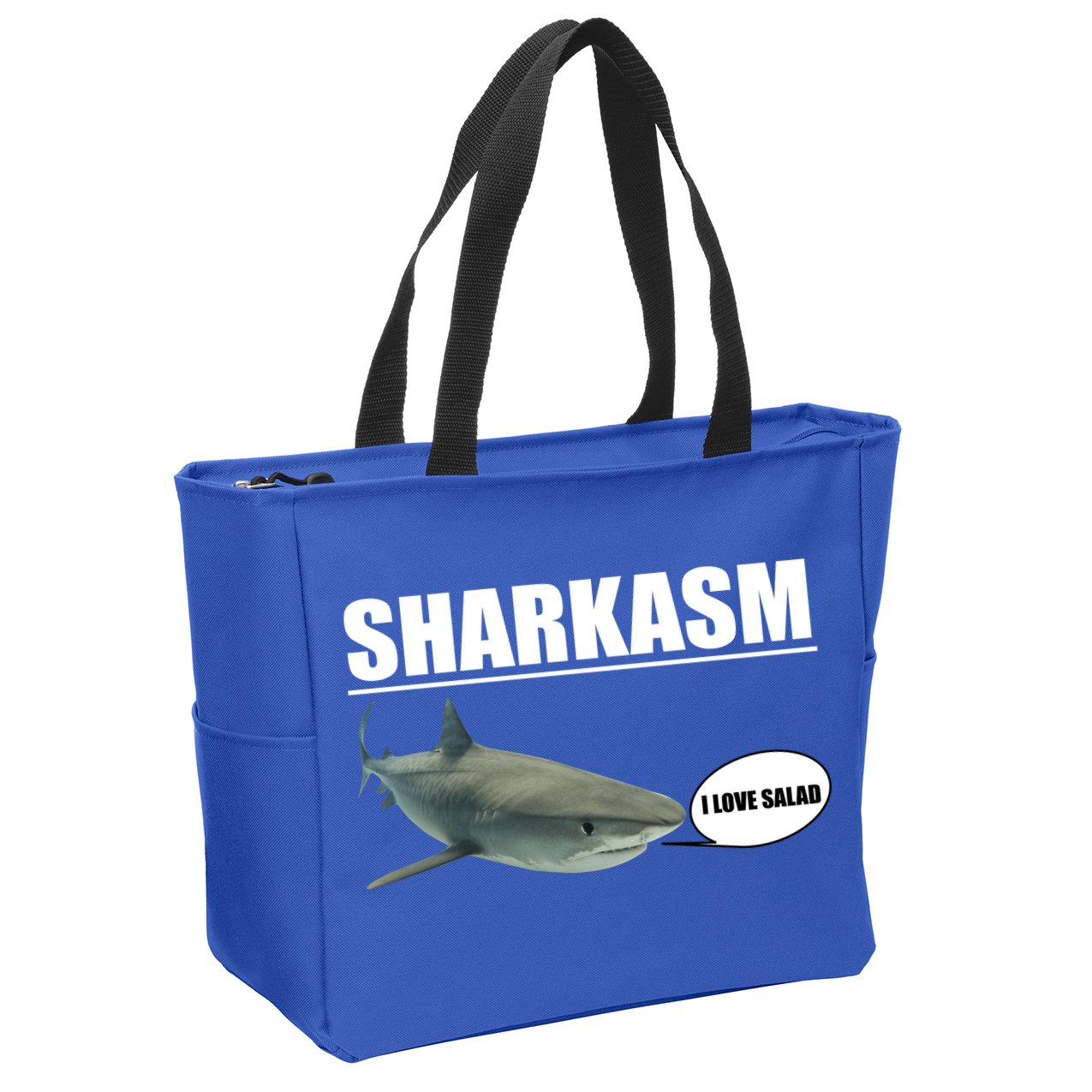 Sharkasm Funny Shark I Love Salad Zip Tote Bag