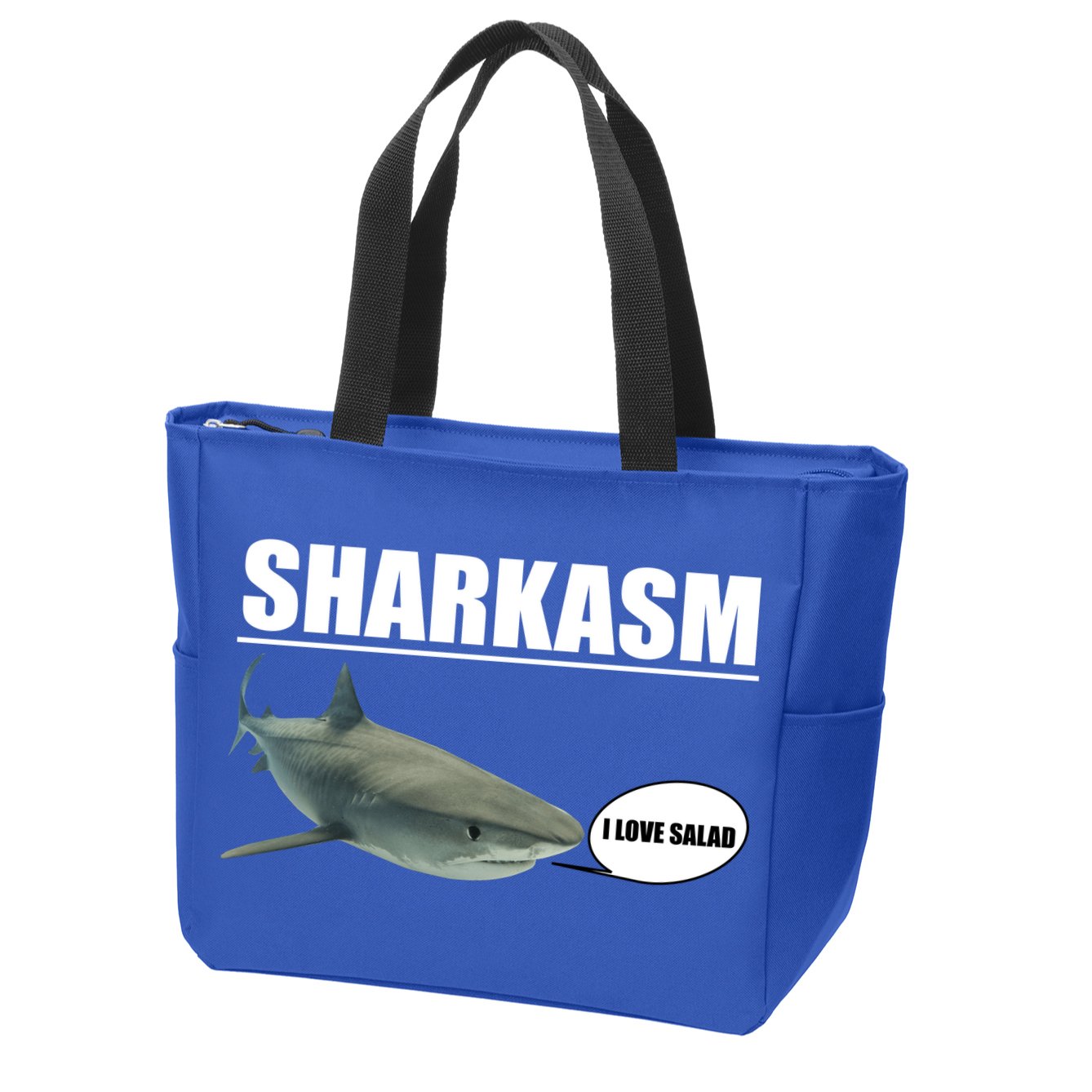 Sharkasm Funny Shark I Love Salad Zip Tote Bag