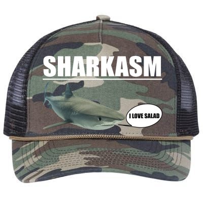 Sharkasm Funny Shark I Love Salad Retro Rope Trucker Hat Cap