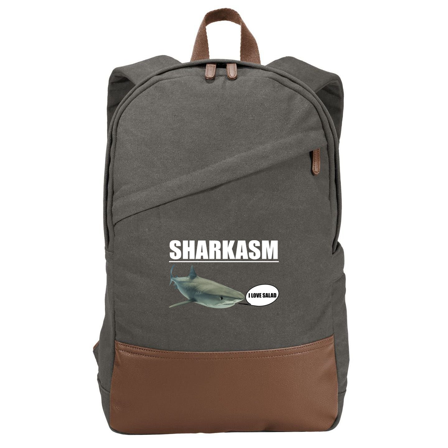 Sharkasm Funny Shark I Love Salad Cotton Canvas Backpack