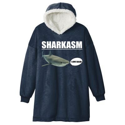 Sharkasm Funny Shark I Love Salad Hooded Wearable Blanket