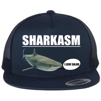 Sharkasm Funny Shark I Love Salad Flat Bill Trucker Hat