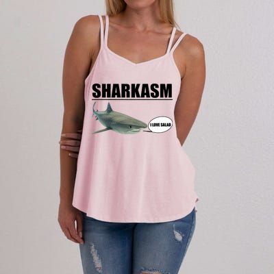 Sharkasm Funny Shark I Love Salad Women's Strappy Tank