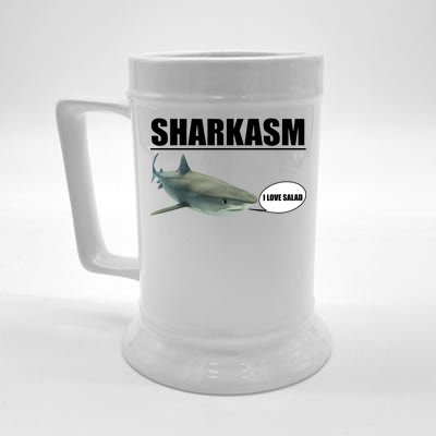 Sharkasm Funny Shark I Love Salad Beer Stein