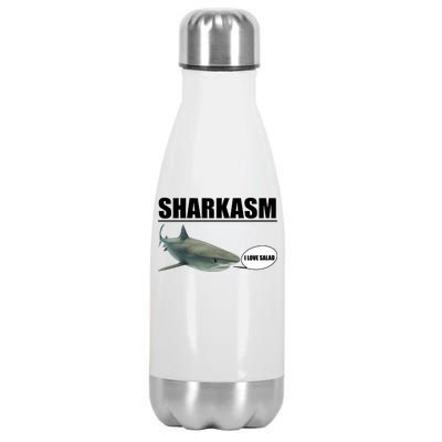 Sharkasm Funny Shark I Love Salad Stainless Steel Insulated Water Bottle