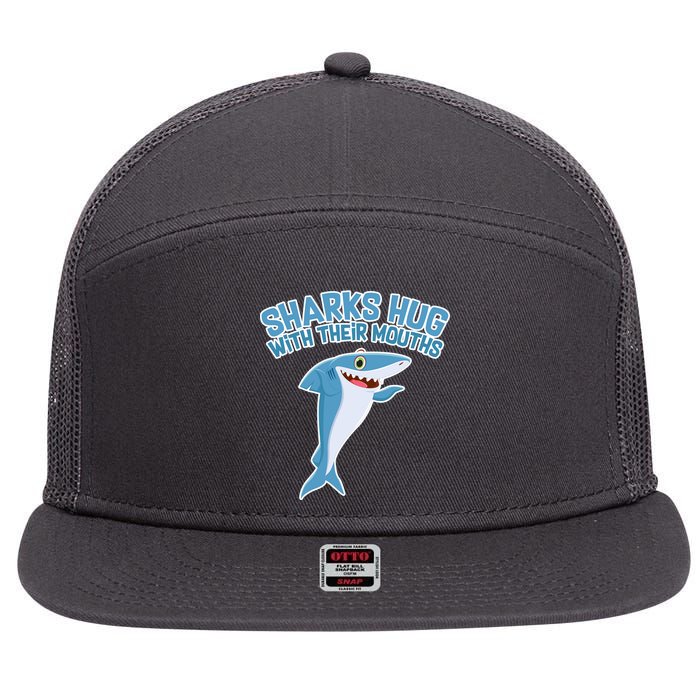 Sharks Hug With Their Mouth 7 Panel Mesh Trucker Snapback Hat