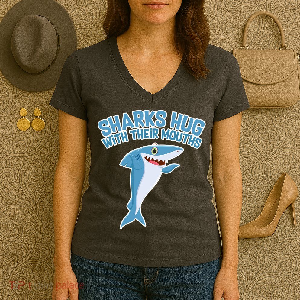 Sharks Hug With Their Mouth Women's V-Neck T-Shirt