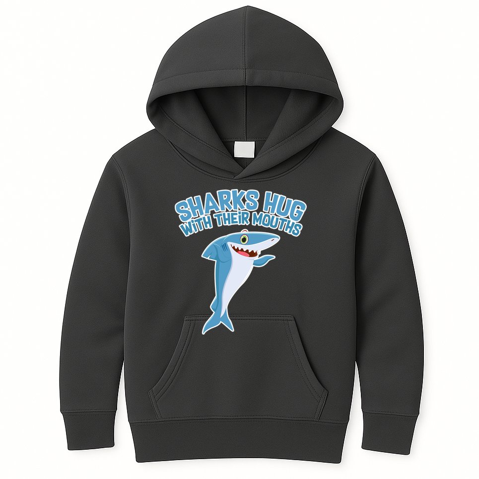 Sharks Hug With Their Mouth Kids Hoodie