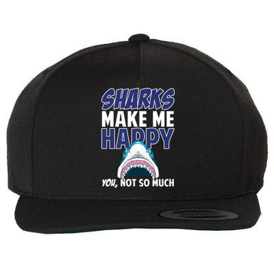 Sharks Make Me Happy You Not So Much Wool Snapback Cap