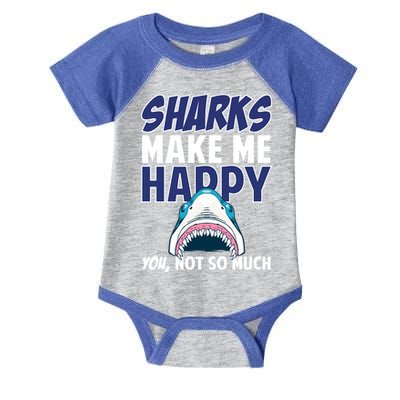 Sharks Make Me Happy You Not So Much Infant Baby Jersey Bodysuit