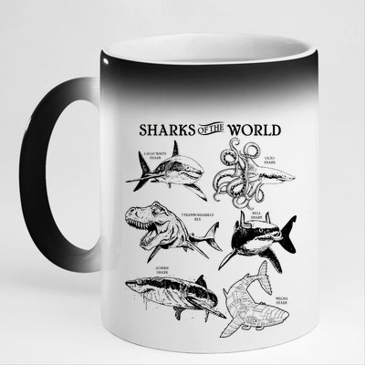 Sharks Of The World 11oz Black Color Changing Mug