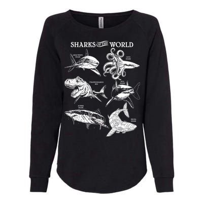 Sharks Of The World Womens California Wash Sweatshirt