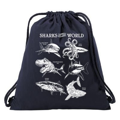 Sharks Of The World Drawstring Bag