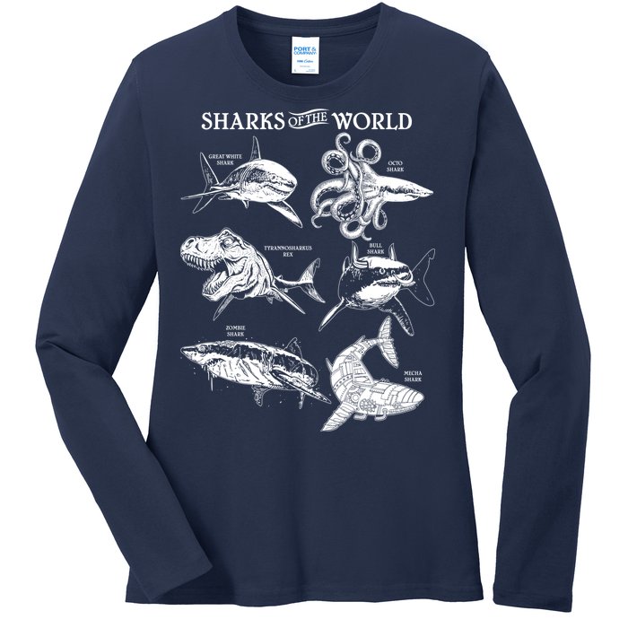 Sharks Of The World Ladies Long Sleeve Shirt