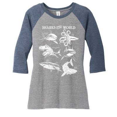 Sharks Of The World Women's Tri-Blend 3/4-Sleeve Raglan Shirt