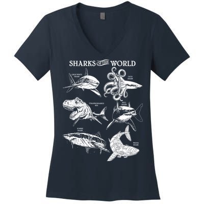 Sharks Of The World Women's V-Neck T-Shirt