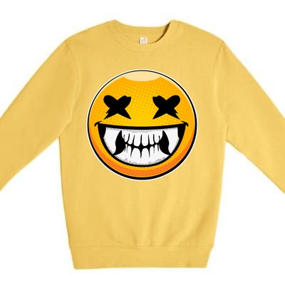 Sharp Toothed Smiley Creepy Emoji Premium Crewneck Sweatshirt